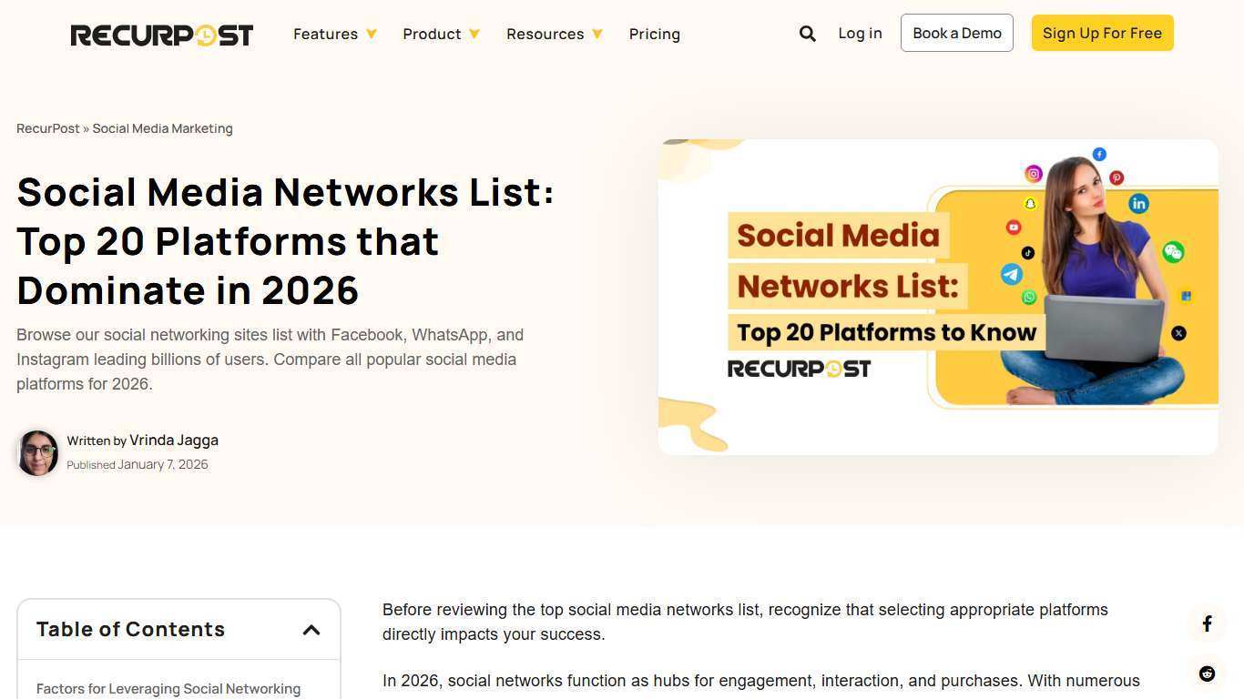 Social Media Networks List: Top 20 Platforms that Dominate in 2026 - RecurPost